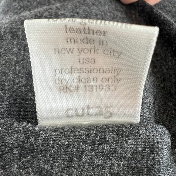 Cut 25 Open Front Cardigan Sweater Gray Leather Accents Long Sleeve Size 4 - Picture 9 of 9